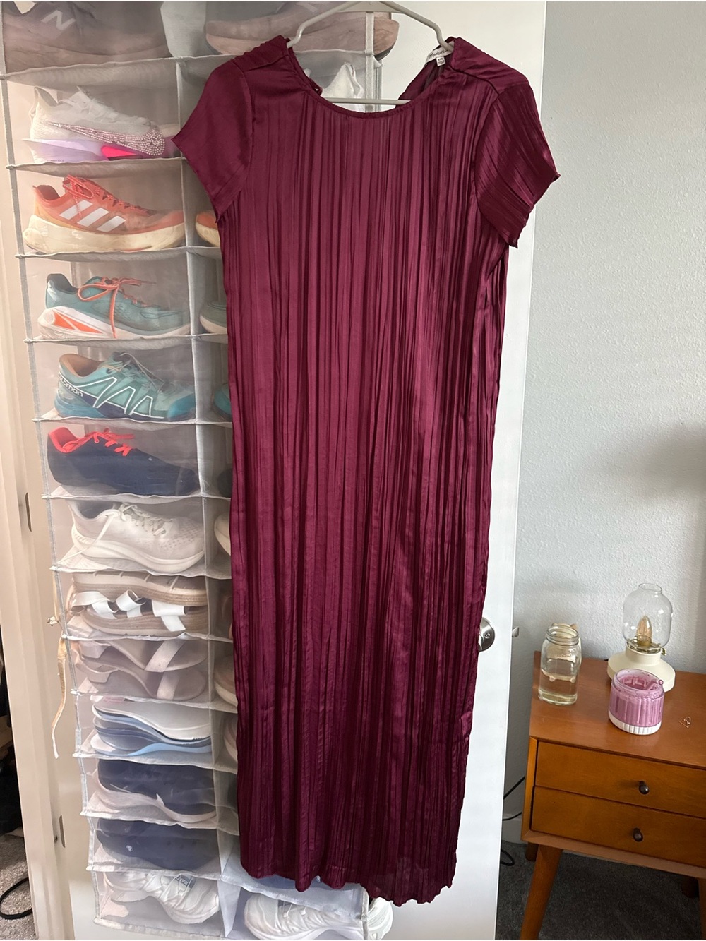 Burgundy Pleated Maxi Dress